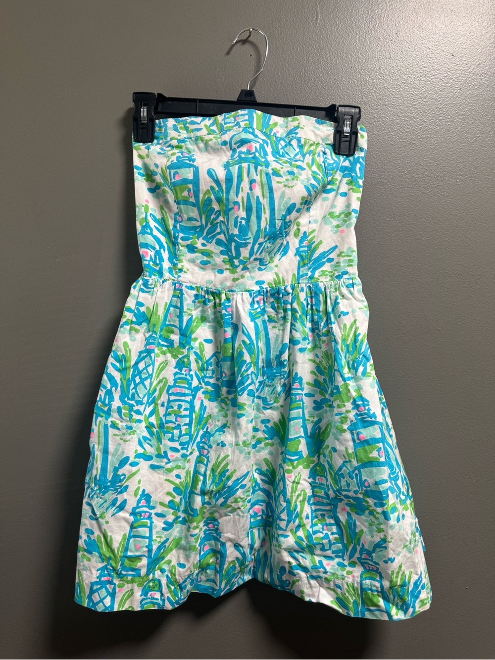 Lilly Pulitzer Strapless High Beams Chandie Smocked Dress Retired Print Small - Picture 2 of 8